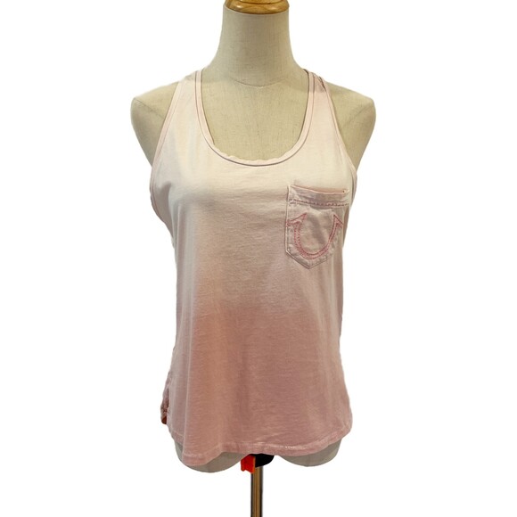 True Religion Pink Ombre Tank Top Big Stitch Hi Low Tank XS - Picture 3 of 8